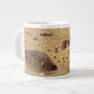 Vintage Floundern, Meeresfauna und -flatter Jumbo-Tasse