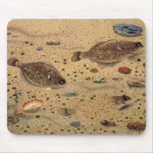 Vintage Floundern, Meeresfauna und -flatter Mousepad