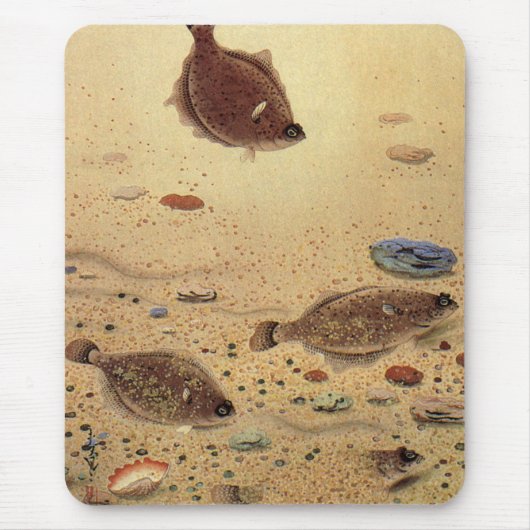 Vintage Floundern, Meeresfauna und -flatter Mousepad (Vorne)