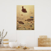 Vintage Floundern, Meeresfauna und -flatter Poster (Küche)