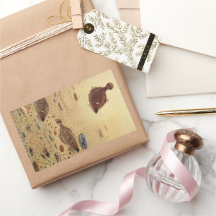 Vintage Floundern, Meeresfauna und -flatter Rechteckiger Aufkleber