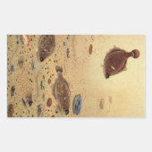 Vintage Floundern, Meeresfauna und -flatter Rechteckiger Aufkleber (Vorderseite)