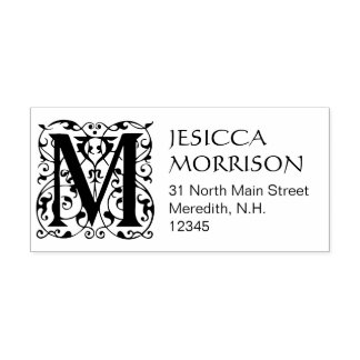 Vintage Flourish Buchstabe M Monogrammadresse Permastempel
