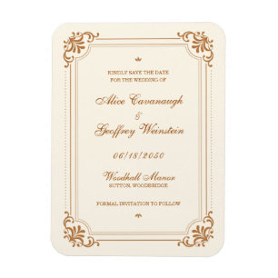 Vintage-Flourish-Hochzeit-Save-the-Date-Karte Magnet