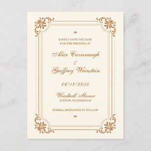 Vintage Flourish Hochzeit - Termin vormerken Ankündigungspostkarte