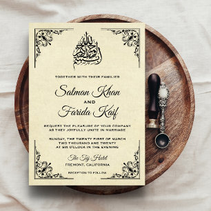 Vintage-Flourish-verschlungene-muslimische-Hochzei Einladung