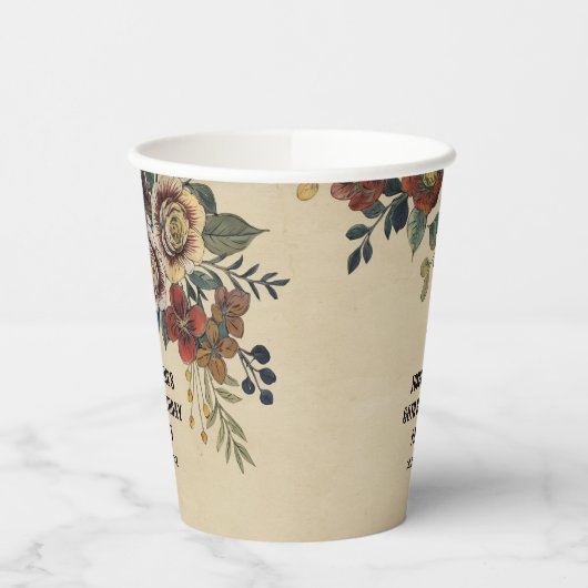 Vintage Flower Birthday  Pappbecher (Links)