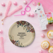 Vintage Flower Birthday Pappteller (Party)