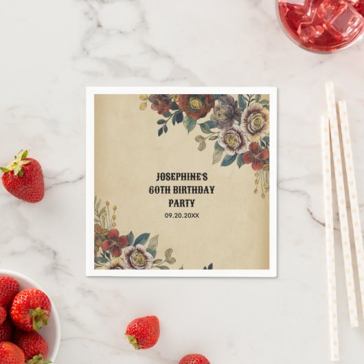 Vintage Flower Birthday Serviette (Beispiel)