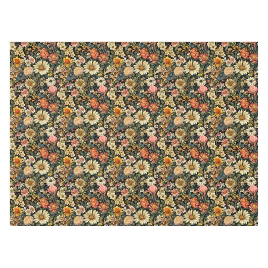 Vintage Flower Blooms Seamless Pattern Tischdecke (Vorderseite (Horizontal))