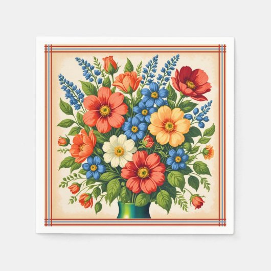 Vintage Flower Bouquet | Serviette (Vorderseite)