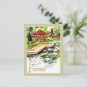 Vintage Flower Garden Birthday Postkarte (Stehend Vorderseite)