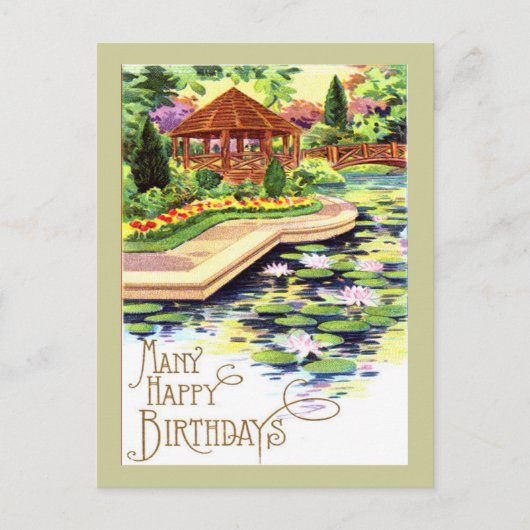 Vintage Flower Garden Birthday Postkarte (Vorderseite)