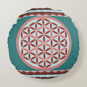 "Vintage Flower of Life"  Rundes Kissen