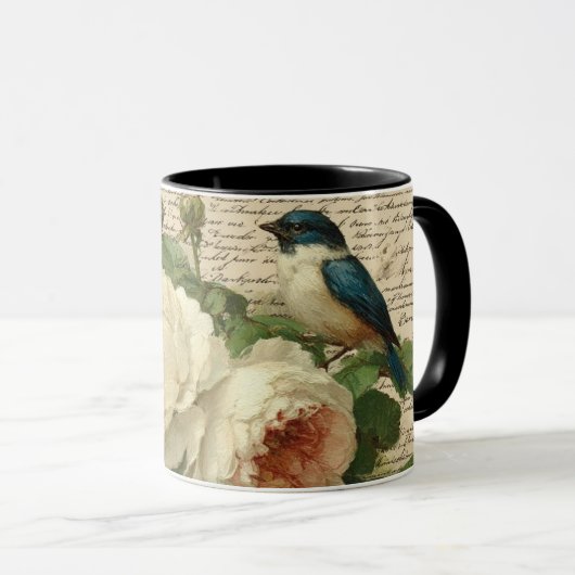 vintage flowers and bird tasse (VorderseiteRechts)