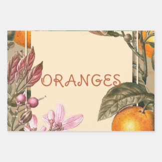 Vintage Flowers and Oranges Geschenkpapier Set