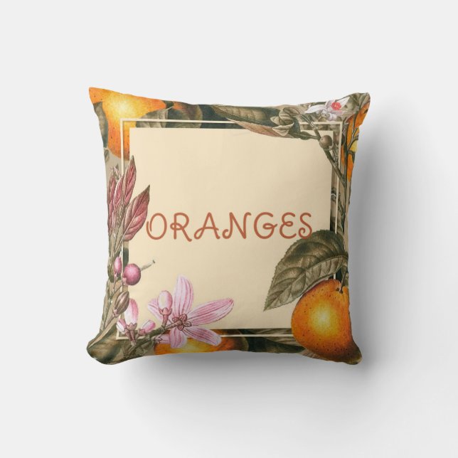 Vintage Flowers and Oranges Kissen (Vorderseite)