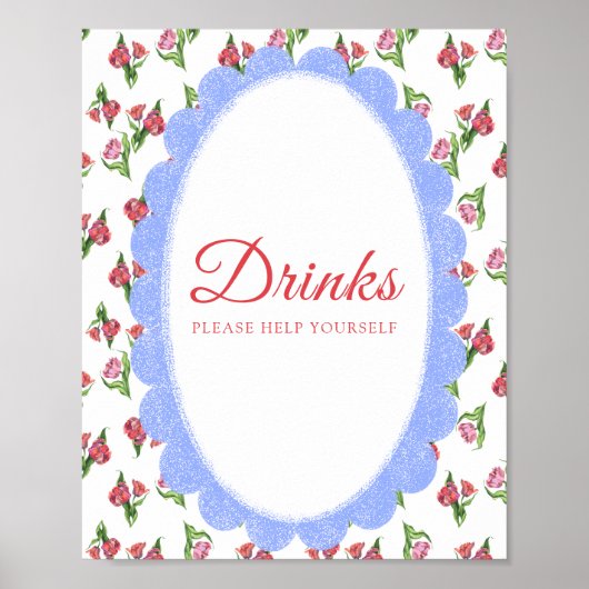 Vintage Flowers Baby shower Drinks Poster (Vorne)