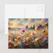 Vintage  Flowers Field Nature Scene Impressionist Postkarte (Vorne/Hinten)