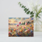 Vintage  Flowers Field Nature Scene Impressionist Postkarte (Stehend Vorderseite)