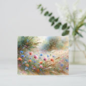 Vintage Flowers Field Nature Scene Postkarte (Stehend Vorderseite)