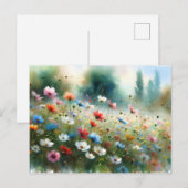 Vintage  Flowers Field Nature Scene Postkarte (Vorne/Hinten)
