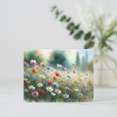 Vintage  Flowers Field Nature Scene Postkarte (Stehend Vorderseite)