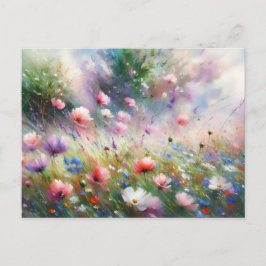 Vintage  Flowers Field Nature Scene Postkarte