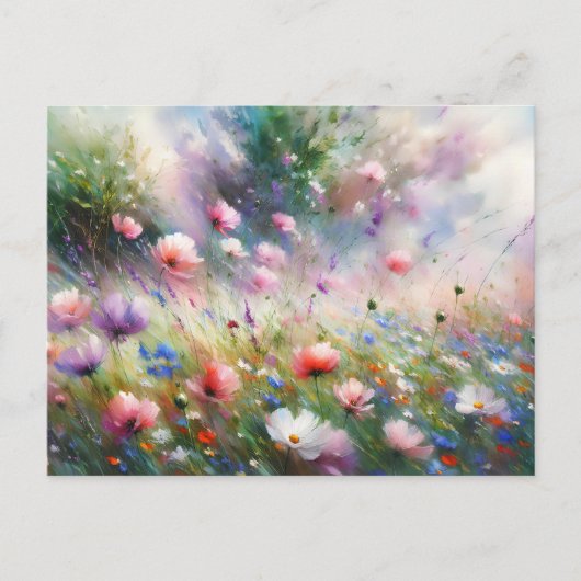 Vintage  Flowers Field Nature Scene Postkarte (Vorderseite)