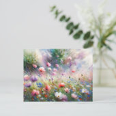 Vintage  Flowers Field Nature Scene Postkarte (Stehend Vorderseite)