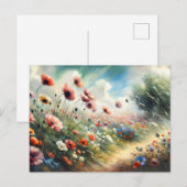 Vintage  Flowers Field Nature Scene Postkarte (Vorne/Hinten)
