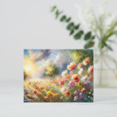 Vintage Flowers Field Nature Scene Postkarte (Stehend Vorderseite)