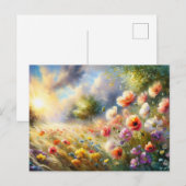 Vintage  Flowers Field Nature Scene Postkarte (Vorne/Hinten)