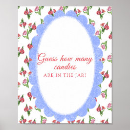 Vintage Flowers Guess how many candies Poster