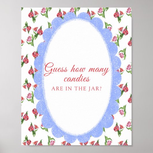 Vintage Flowers Guess how many candies Poster (Vorne)