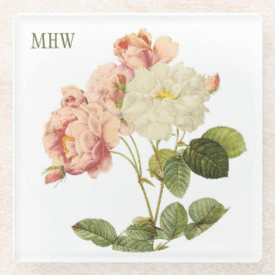Vintage Flowers individuelles Monogramm Glasunters Glasuntersetzer
