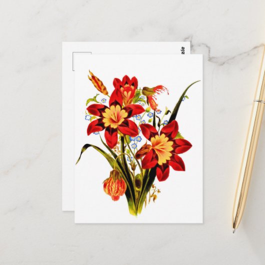 Vintage Flowers Postkarte (Vorderseite/Rückseite Beispiel)