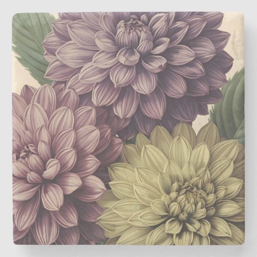 Vintage Flowers Steinuntersetzer (Vorderseite)