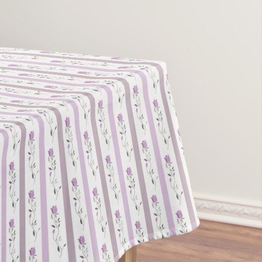 Vintage Flowers Striped pattern white beige pink  Tischdecke (Beispiel)