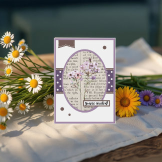 Vintage Flox Details auf der Rückseite Geburtstag Einladung