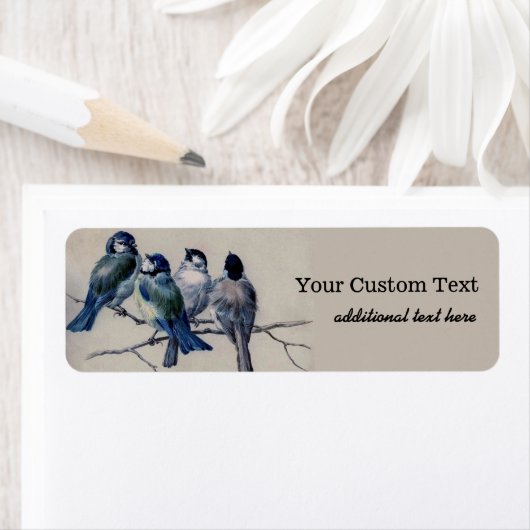 Vintage Fluffy Birds auf Zweigen (Insitu)