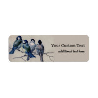 Vintage Fluffy Birds auf Zweigen