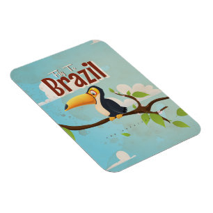 Vintage-Flug nach Brasilien Toucan Reiseplakat Magnet