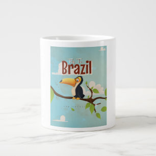 Vintage-Flug nach Brasilien-Tukan-Reiseposter Jumbo-Tasse
