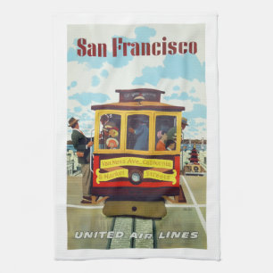Vintage-Flugblatt San Francisco Kabelstraßenbahn, Geschirrtuch