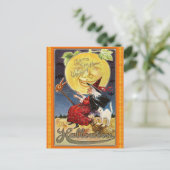 Vintage Flügelhexe Halloween-Postkarte Postkarte (Stehend Vorderseite)