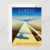 Vintage Fluggesellschaft Genf Schweiz Reise Postkarte (Vorne/Hinten)