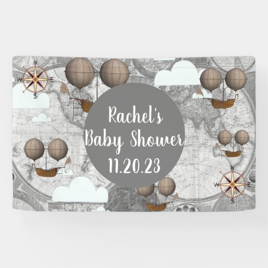 Vintage Fluggesellschaft starre Weltkarte & Wolken Banner (Horizontal)