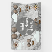 Vintage Fluggesellschaft starre Weltkarte & Wolken Banner (Vertikal)