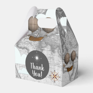 Vintage Fluggesellschaft starre Weltkarte & Wolken Geschenkschachtel